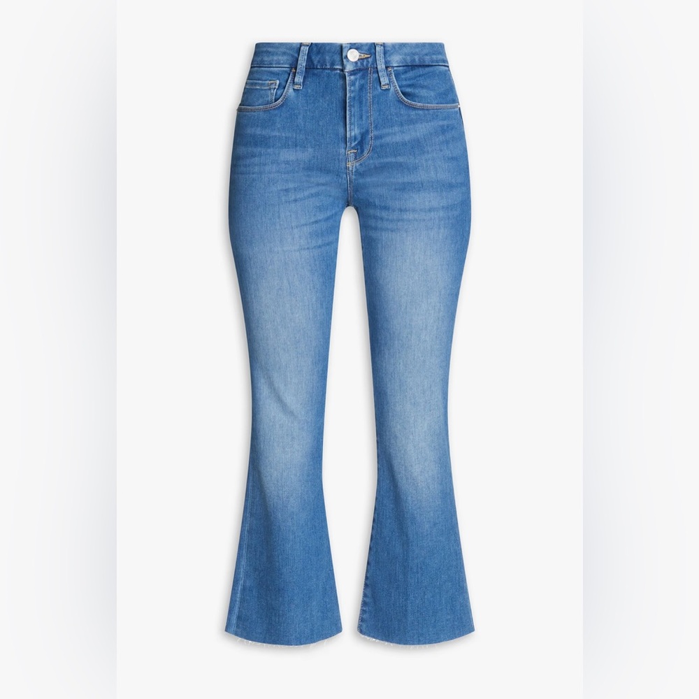 FRAME Denim Jeans Le Crop Mini boot Bootcut Raw hem Size 32 - Picture 3 of 11